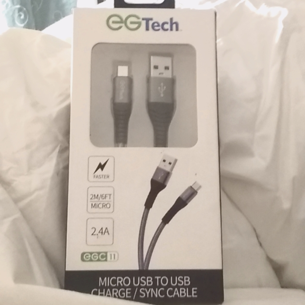 EG Tech micro USB to USB charge/sync cable, 6 ft
